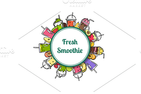 Vector doodle smoothie circle with