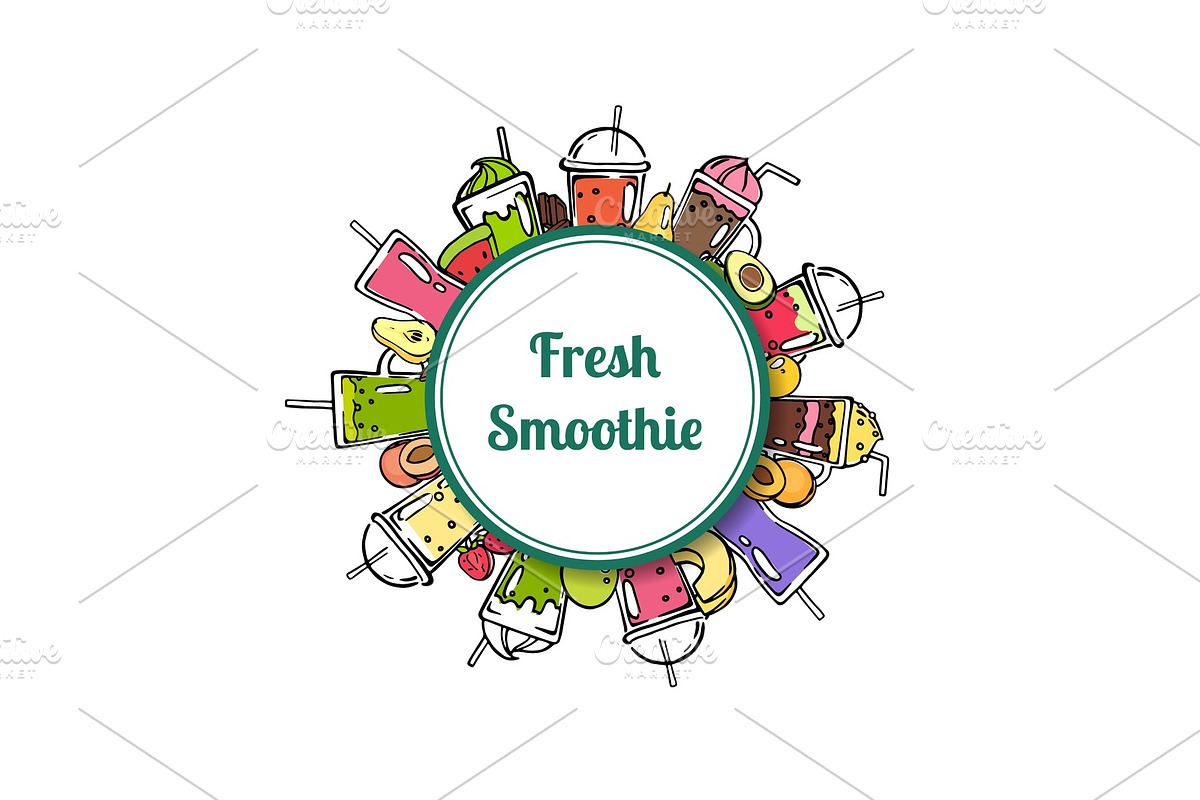 Vector doodle smoothie circle with in Illustrations - product preview 8