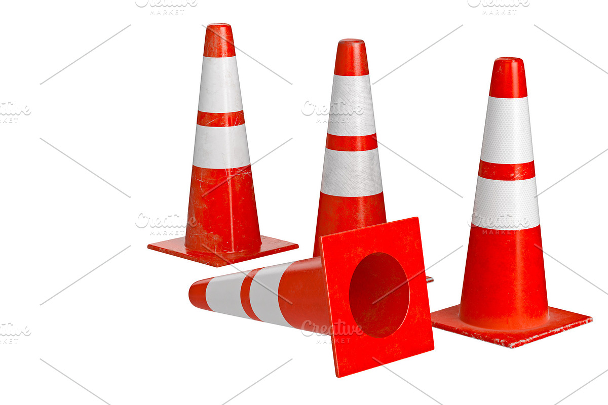 Traffic cone barrier danger warning in Objects - product preview 8