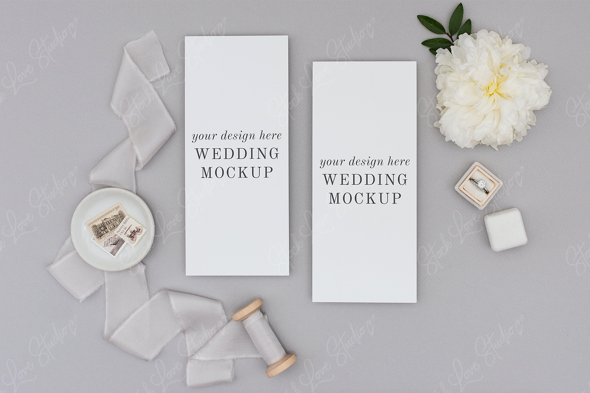Gray Wedding Program Mockup in Print Mockups - product preview 8