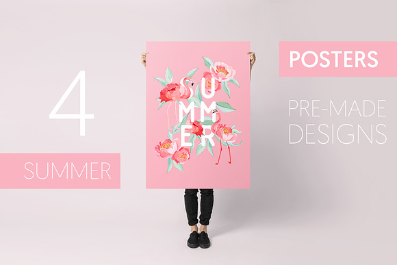 Flamingo and Flowers Design Kit in Illustrations - product preview 1
