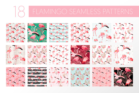 Flamingo and Flowers Design Kit in Illustrations - product preview 5