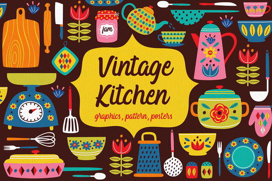 vintage kitchen collection in Illustrations - product preview 8