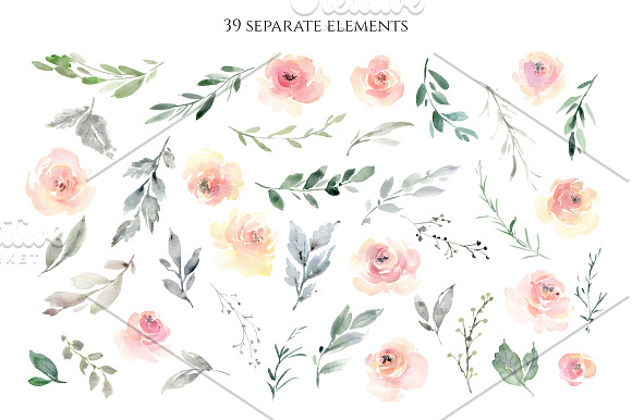 Watercolor Wedding Soft Flowers PNG in Illustrations - product preview 1
