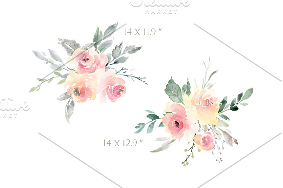Watercolor Wedding Soft Flowers PNG in Illustrations - product preview 2
