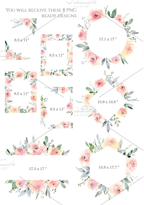 Watercolor Wedding Soft Flowers PNG in Illustrations - product preview 4
