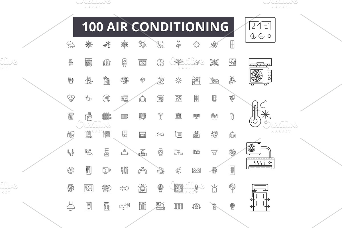 Air conditioning editable line icons in Illustrations - product preview 8
