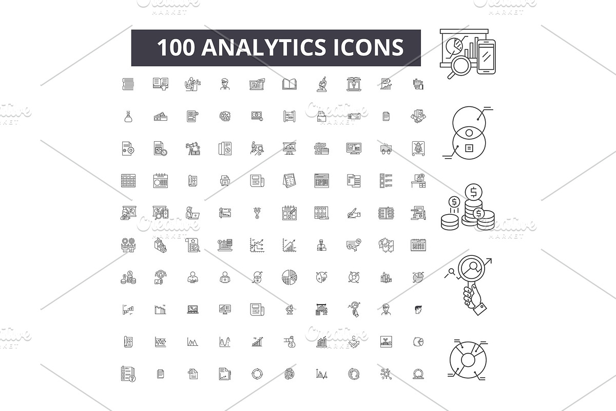 Analytics editable line icons vector in Illustrations - product preview 8
