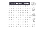 Analytics editable line icons vector