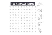 Animals editable line icons vector