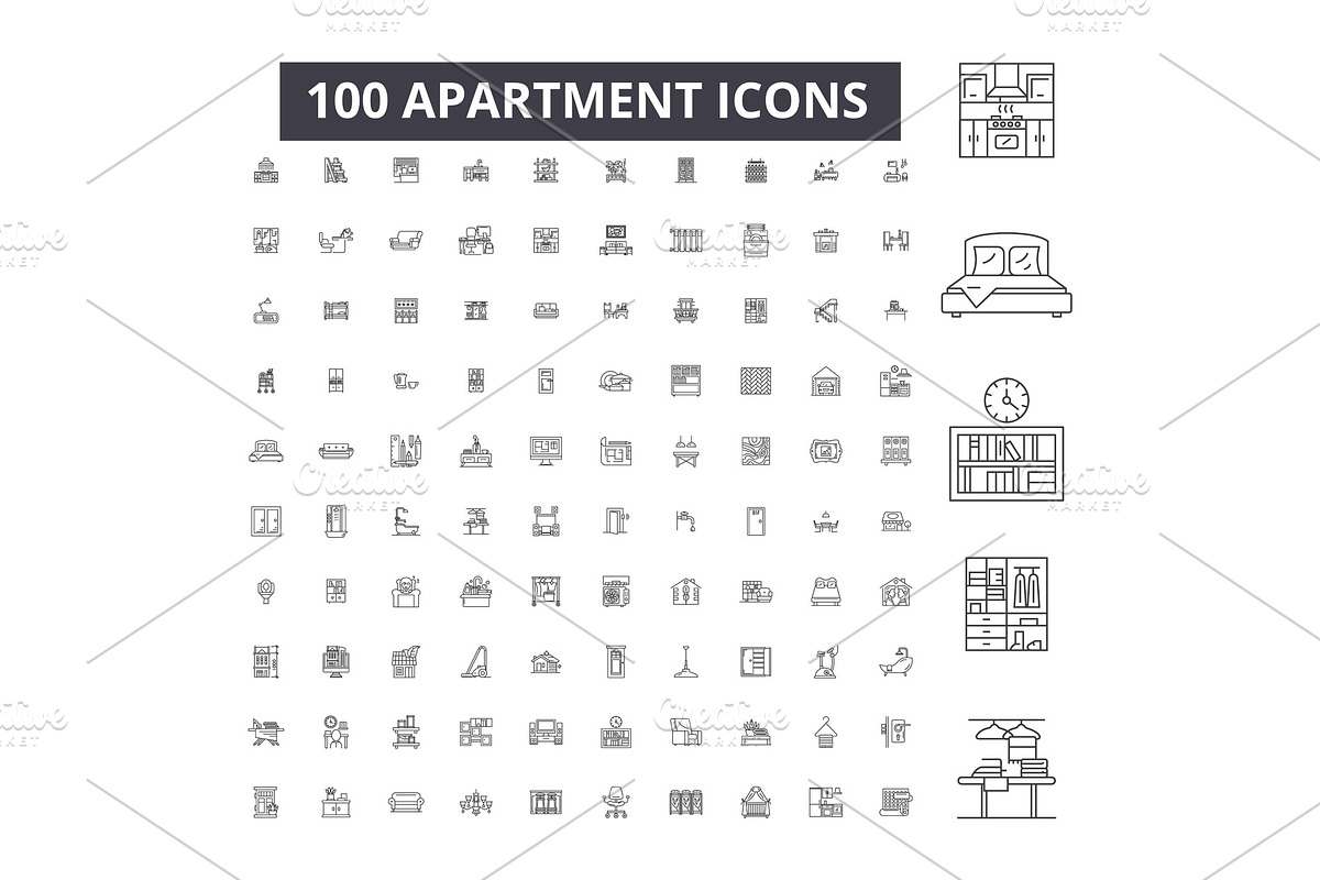 Apartment editable line icons vector in Illustrations - product preview 8
