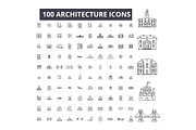 Architecture editable line icons