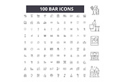 Bar editable line icons vector set