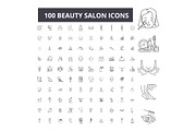 100 beauty salon editable line icons