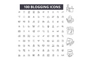 Blogging editable line icons vector