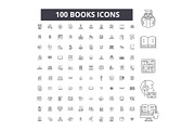 Books editable line icons vector set