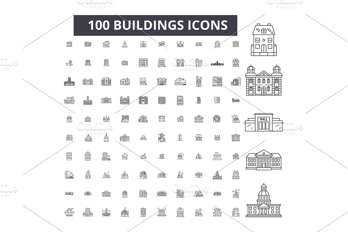 Buildings editable line icons vector in Illustrations - product preview 8