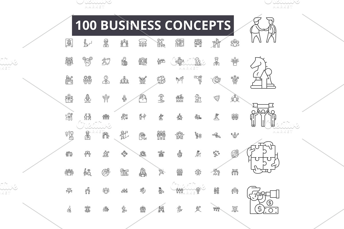 Business concepts editable line in Illustrations - product preview 8