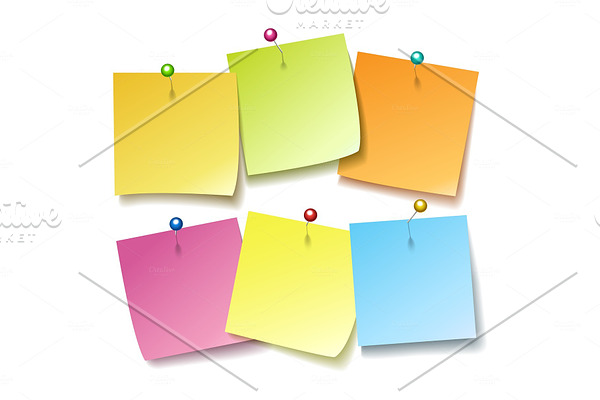Sticky notes with pins
