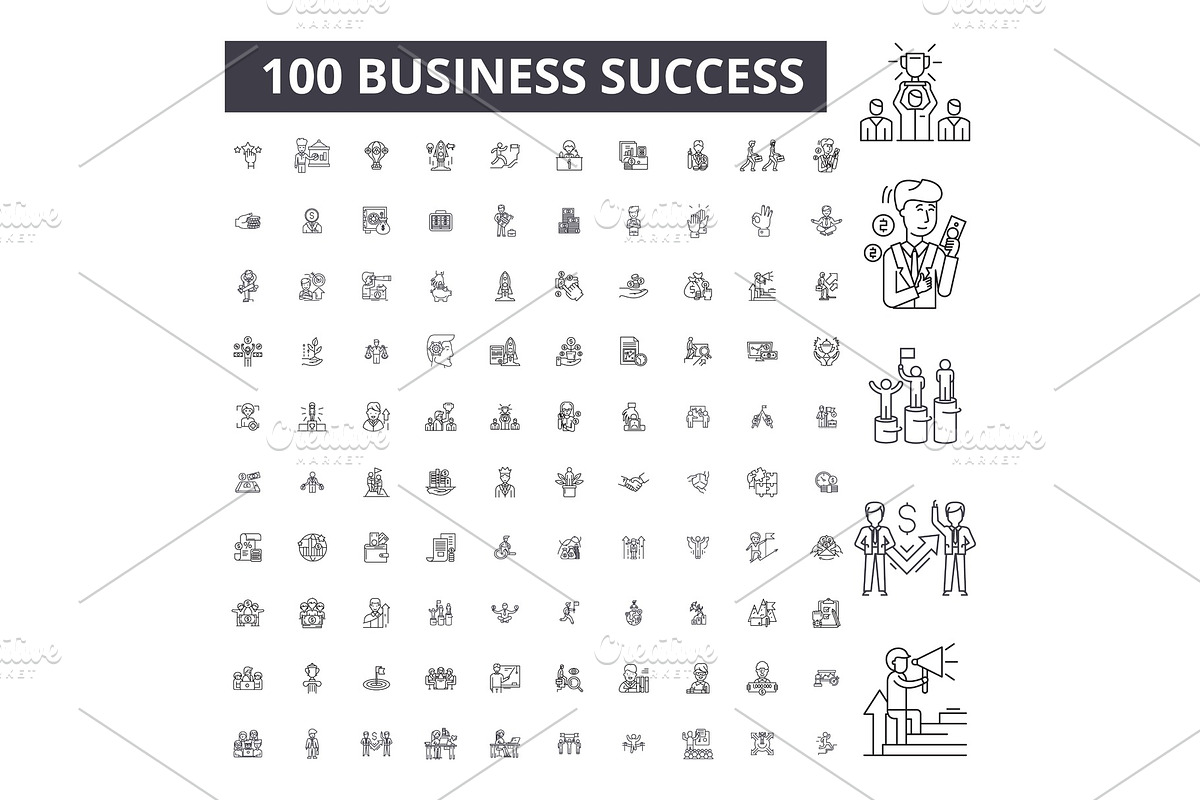 Business success editable line icons in Illustrations - product preview 8