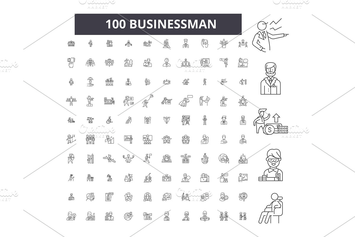 Businessman editable line icons in Illustrations - product preview 8