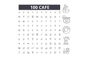 Cafe editable line icons vector set