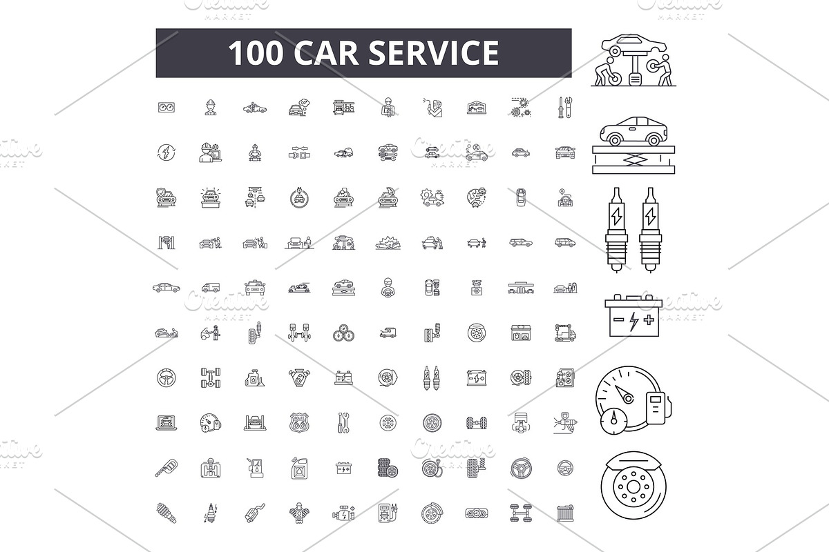 Car service editable line icons in Illustrations - product preview 8