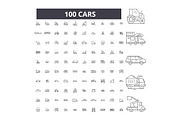 Cars editable line icons vector set