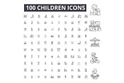 Children editable line icons vector
