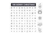 Christmas editable line icons vector