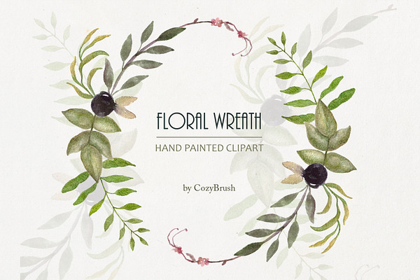 Hand painted floral Wreath PNG