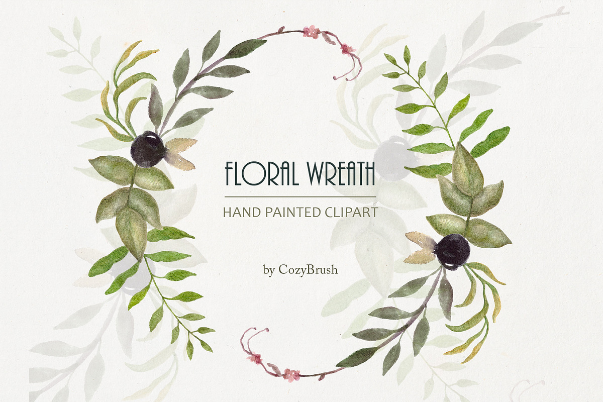 Hand painted floral Wreath PNG in Illustrations - product preview 8