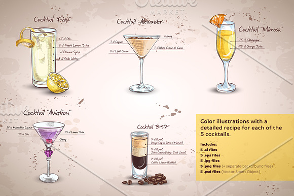 Сocktails set №1 in Illustrations - product preview 2