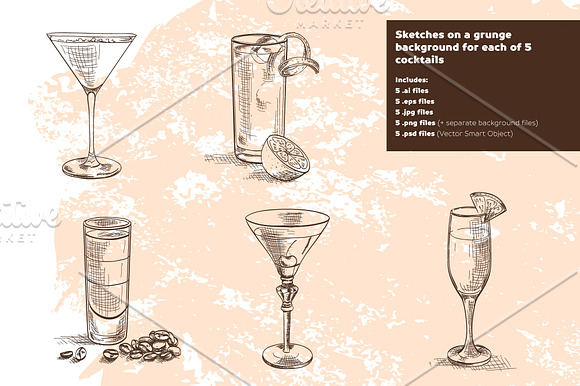 Сocktails set №1 in Illustrations - product preview 3