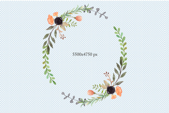 Watercolor PNG Wreath Clipart in Graphics - product preview 1