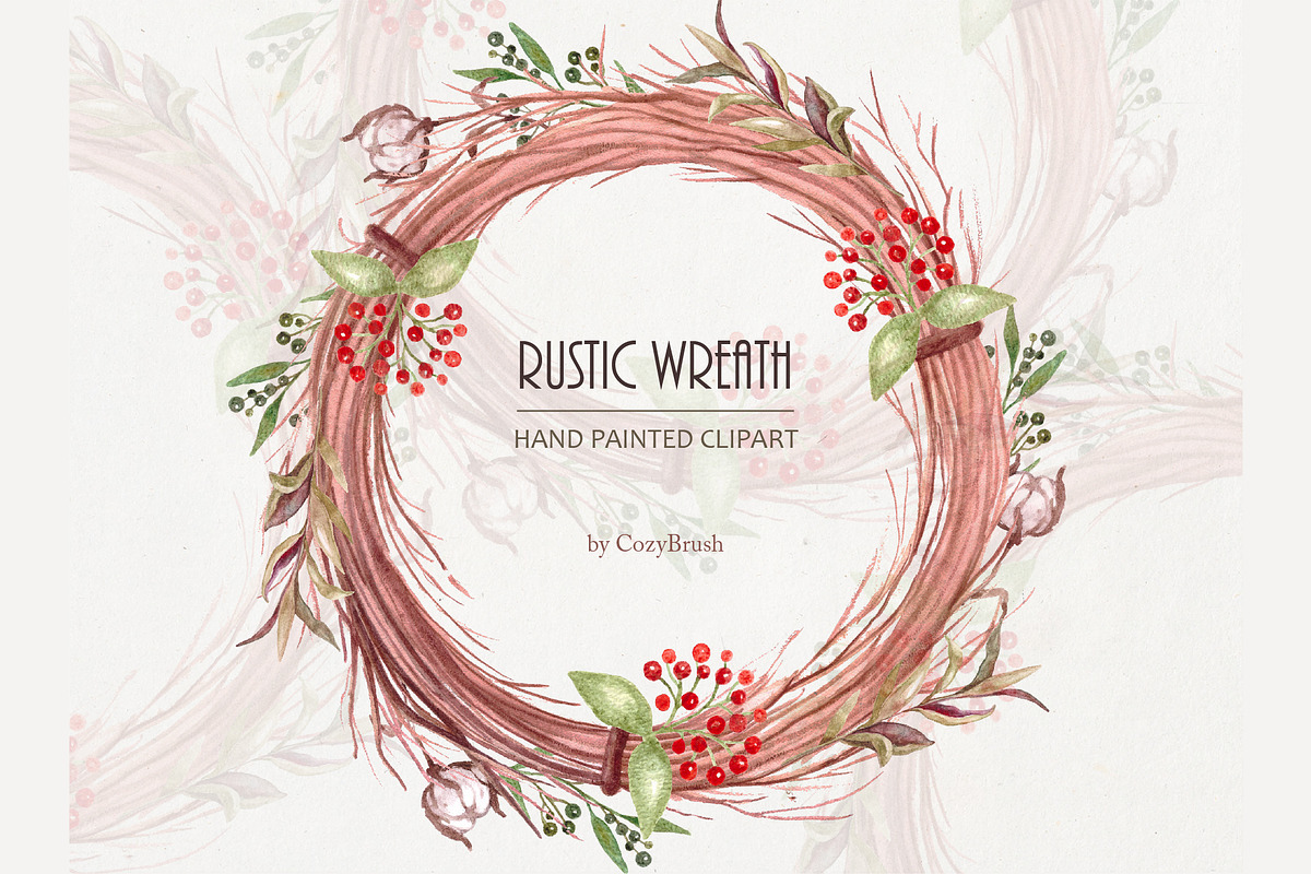 Wreath Clipart Watercolor PNG in Objects - product preview 8