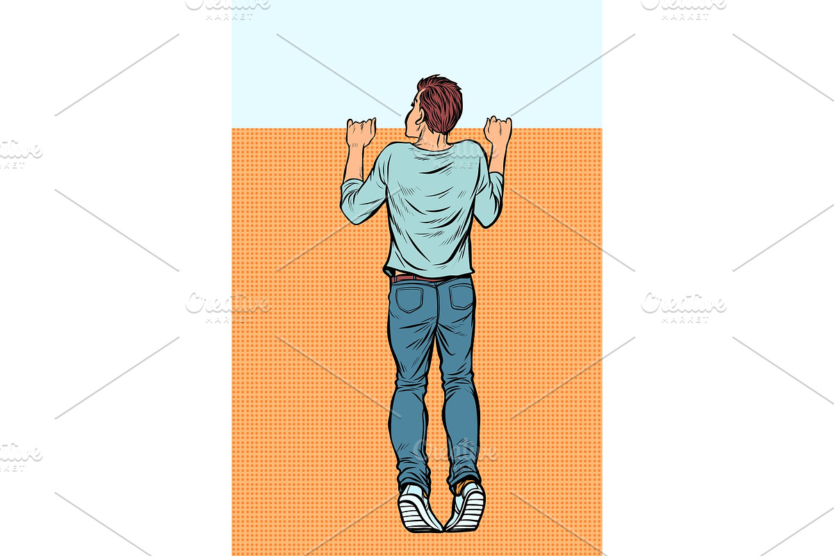 young man looks over the fence in Illustrations - product preview 8