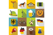 Germany icons set, flat style