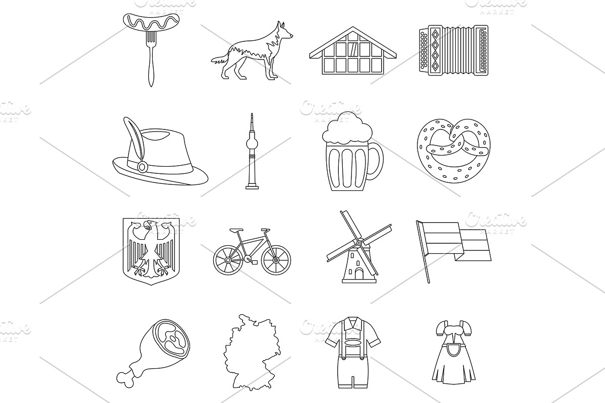 Germany icons set, outline style in Illustrations - product preview 8