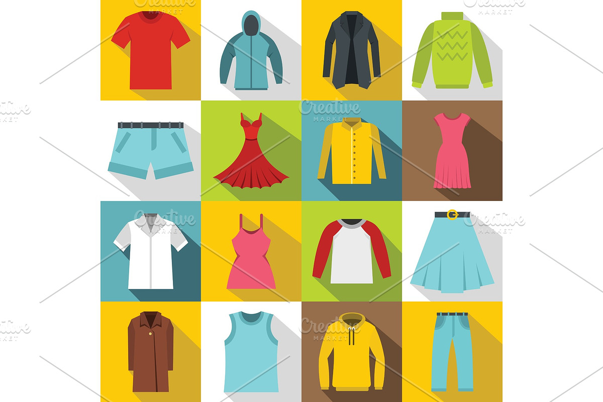 Different clothes icons set, flat in Illustrations - product preview 8