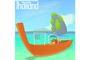 Thailand beach concept, cartoon