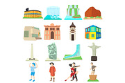 Argentina travel icons set, cartoon