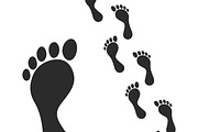 Human foot. Footprint path