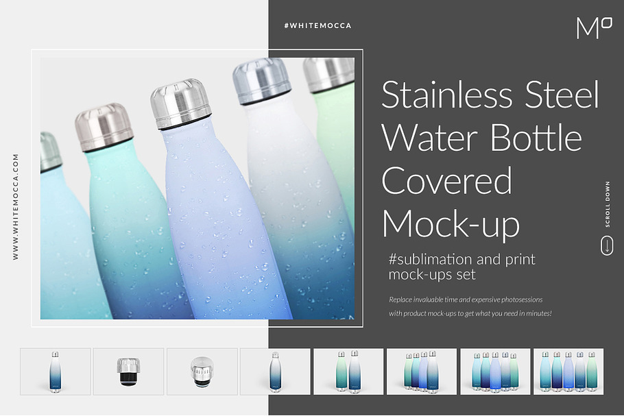 Stainless Steel Water Bottle Mockup in Product Mockups - product preview 8
