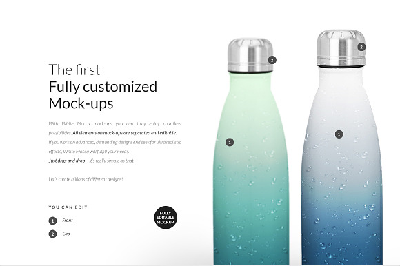 Stainless Steel Water Bottle Mockup in Product Mockups - product preview 2