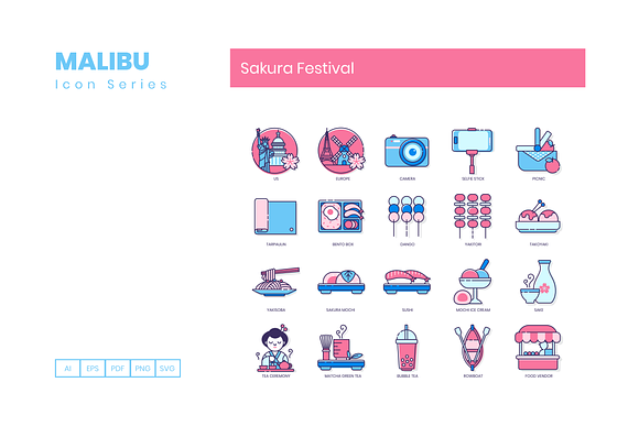 60 Sakura Festival Icons | Malibu in Japanese Icons - product preview 2
