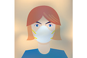 Woman wearing mask to protect air po