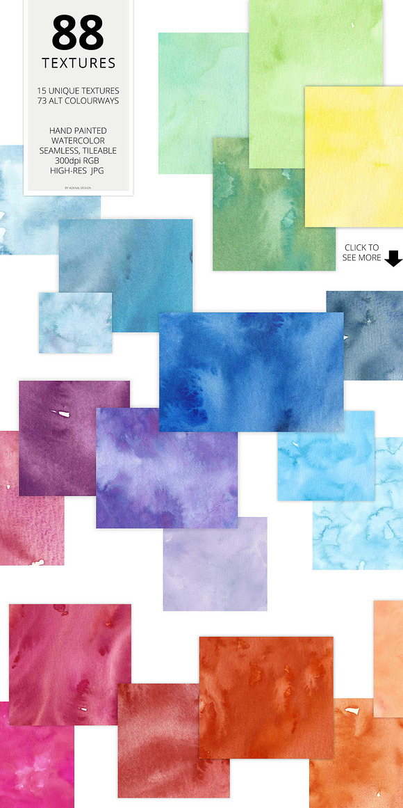 88 Hi-Res Watercolor Textures in Textures - product preview 1