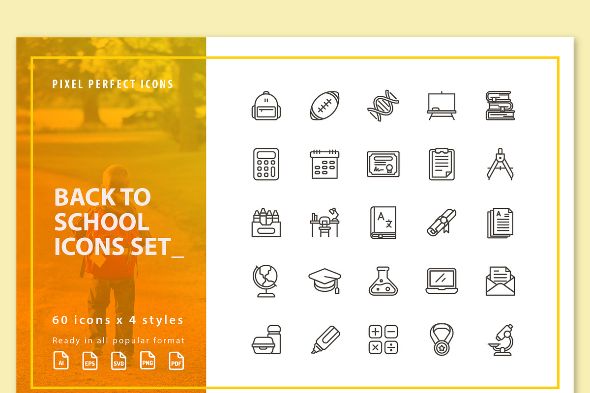 Back To School Icons Set in Book Icons - product preview 8