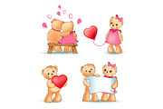 Teddy Bears Collection Love Vector